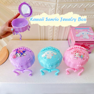 ZEEMIN Halloween Christmas Kawaii Sanrio Cinnamoroll Jewelry Box With Mirror Kuromi My Melody Dresser Organizer Desktop Decoration Girls Gifts