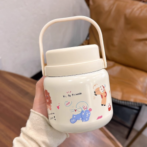 Large Capacity Portable Stainless Steel 316 Insulated Soup Mug Silver Ear Porridge Stew Cup for Junior High School Students