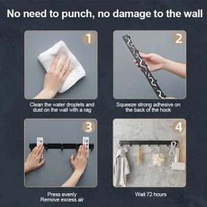 Bathroom Wall mount hook Kitchen Organizer Hanger hook Space Aluminum hook Toilet Wall Hooks Corner Towel Rack