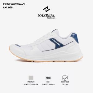 NAZ FORCE WHITE - Sepatu Sneakers Pria Casual Putih Sepatu Running Sport Sepatu Cowok