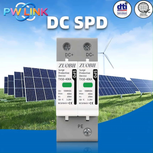 100% CU DC AC SPD Surge Protector 600V 1000V 2P 20KA 40KA Solar PV Lightning Arrester Voltage Protector