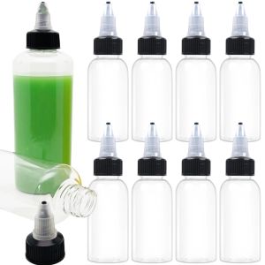 30-250ml Clear Plastic Squeeze Bottles with Twist Cap Refillable Liquid Container Ink Painting Art Hair Dye Empty Dropper Bottle