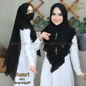 BISA COD Hijab Instan Bergo Kepala Pet Antem Kode ASARI Bahan Ceruty Babydoll By Ory AjeZas