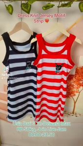 Dress Tanktop Midi Anak Perempuan Knit Garis Strip Katun Dry Fit