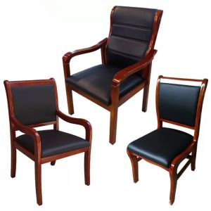 Solid Wood Rubberwood Armrest Chair for Office Meetings