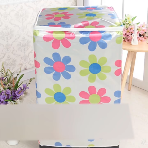 Sunproof Washing Machine Cover Clean Washing Case Cute Flower Pattern Print Dryer Dust Cover For Washing Machine Household Goods