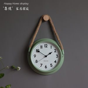 Scandinavian Creative Ultra-Quiet Living Room Retro Green Wall Clock Modern Minimalist Punch-Free Decoration Bedroom Clock Pocket Watch