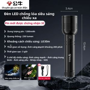Bull | Đèn Pin Siêu Sáng Chống Nước Có Thể Phóng Đại