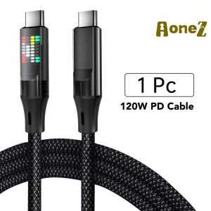 120W 6A Type C Fast Charging Cable USBA To Type C Nylon Cable Flow Light Display with LED Screen for iPhone Xiaomi huawei New