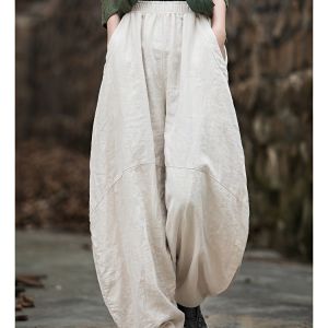 Quần Ống Rộng Vải Lanh Cotton Mùa Xuân Hè Mới Cho Nữ Dáng Rộng Thoải Mái Quần Dài Tập Thiền Cung Cấp Quần Dài