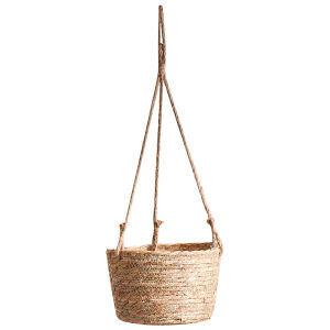 Nordic Wicker Flower Basket Hanger Green Ivy Plant Pot Hemp Rope Suspension Wall Hanging Grass Weave Evergreen Vine Decorative Basket