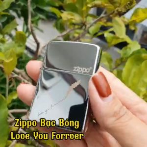 ( Chính Hãng ) Bật Lửa Zippo Bạc Love You Forever Đáy Dập La Mã E2000 ( Tặng Phụ Kiện )