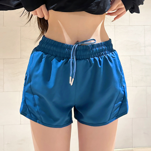 Blue Sports Shorts Womens Professional Quick Dry Loose Running Anti-Light High Waist Yoga Pants Outdoor Training Fitness Pants