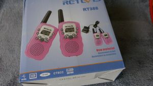 Retevis Mini Pairs Walkie Talkie HT with LED Light 1 Pairs - Alat Komunikasi 2 Pc HT Handheld Two Way Kids Radio Handy Talkie LCD Display Flashlight Mainan Anak Dua Arah Children Toy Play Game with Friends Hadiah Kado Ulang Tahun Gift Birthday - Black