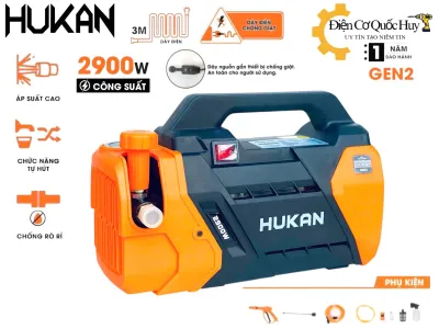 Máy rửa xe Hukan Gen2-R7 Công suất 2900W có chỉnh áp trang bị công tắt chống giật tặng dây 15m