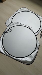 ที่บังแดดรถยนต์Size 75 X 75 cm ม่านบังแดดรถยนต์ Car ผ้า 210T เคลือบกัน UV ด้านหลังดำมีชายพร้อมซองใส่