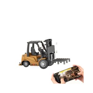 New 1/64 Remote Controlled Alloy Excavator Forklift Bulldozer Engineering Vehicle App Control Tabletop RC Car Toys Gift For Boys