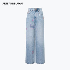 ANN ANDELMAN | Handpainted Graffiti Straight Wide Leg Denim Pants
