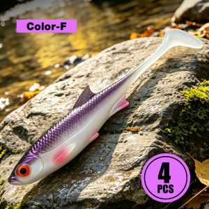 Spinpoler Embossed Scale Swimbait Shad Soft Lure 11cm Paddle Tail Wobblers Swimming for Bass Pike Trout Fishing Tackle 4pcs/pack