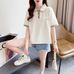 Polo Collar Short Sleeve T-shirt Womens Summer New Arrival Loose Design Niche Style Western Style Youthful-Looking Sweet and Spicy Short Tops Fashion