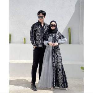 Couple Tenun Gamis AURORA Tile ToTol Baju Lebaran