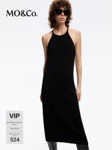 MO&Co. | Đầm Đen Nhỏ Kiểu Viền Vai