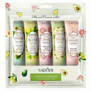 5pcs Fruit Hand Cream Set Travel Essetial Small Pack Portable Anti-Dry Kneeling Moisturizing Hydrating Refreshing Non-Greasy