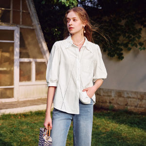 XIANGYING | French Style Ethnic Embroidery Lace Women Shirt