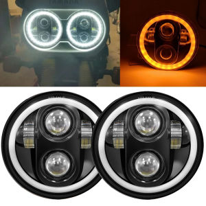 2 ชิ้น 5 3/4 "นิ้วรอบไฟ Led 5.75 สีเหลือง Halo แหวน Angel Eyes Led ไฟหน้าคู่