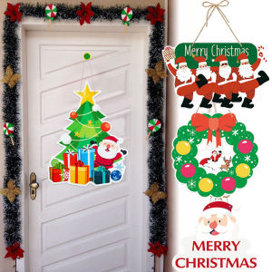 YESPERY Santa Claus Door Hanging Pendants Merry Christmas Decoration for Home Ornament Xmas Tree Decor New Year 2024