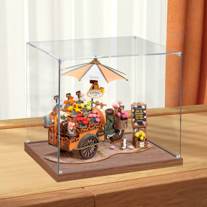 Acrylic Display Box Wooden 3D Puzzle Figure Storage Case Toy Organizer Collectible Showcase Clear Protective Lid
