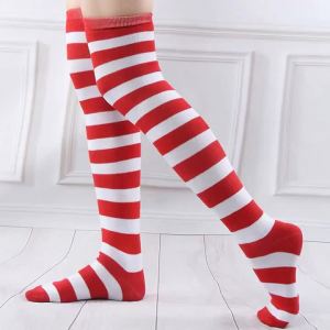 Goth Style Women Girl Fancy Rainbow Colorful Stripes Over Knee Long Socks Halloween Cosplay Costume Knitted Stretchhy Thigh High