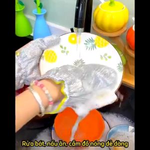 Set 1 Đôi Găng Tay Dây Thép Rửa Chén Chống Nước Bền Bỉ Cách Nhiệt Dày Dặn Dùng Cho Nhà Bếp Loại Bỏ Rỉ Sét Vết Bẩn-NIEVE