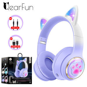 RGB Cat Ear Wireless Headphones for PC Cute 3D Space Capsule Cat  Bluetooth Headset Foldable Gaming Headset For Kids Girls Gifts