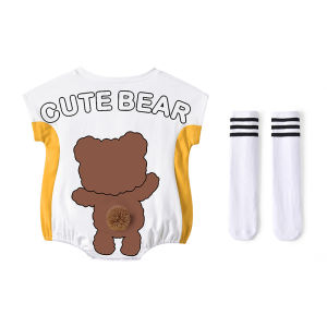 Cute Dinosaur Tail Baby Bodysuit Set Summer Ultra Adorable Triangle Short Sleeve Cotton Romper Suit for Babies Boys And Girls