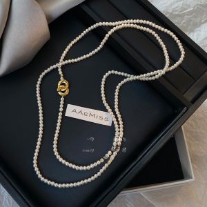 Luxurious Long Pearl Necklace for Women Original Design Fresh out Freshwater Pearl Beads Sweater Chain Layering Jewelry