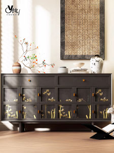 New Chinese Style Simple Dining Room Cabinet Chest of Drawers Entrance Storage Cabinet Solid Wood Dining Table Sideboard