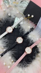 SUNLIFEX Jam Tangan Wanita Anti Air Tali Kulit Kuarsa Gelang Kulit Sederhana Jam Tangan Cewek Free Box