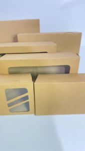 Paper Lunch Box Lembaran Selipan Kraft Cokelat Brown Laminasi Dus Kotak Nasi Take Away