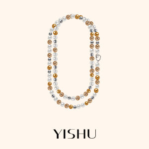 YISHU | Mixed Color Long Double Layer Pearl Necklace