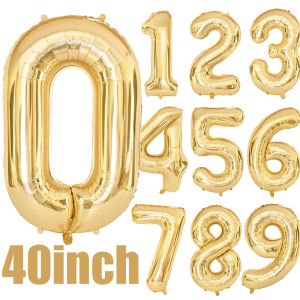 1/2Pcs Gold 40inch Number Balloons Birthday Figure 0-9 Foil Balloon For 1st 30th Birthday Wedding Party Decor Baby Shower Globos