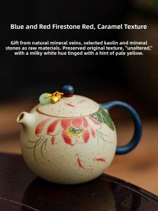 JISU | Bình Trà Koi Lotus Phong Cách Tối Giản Bằng Sứ Xanh và Trắng