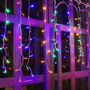 4Mx0.6M Curtain LED Icicle String Lights EU Plug Christmas Garland Droop Light Wedding Garden Street Outdoor Decorative Lighting