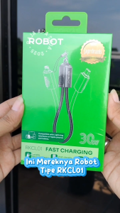 Kabel Charger Type C to Lightning 20cm 30 Watt 3A Fast Quick Charging Powerbank IP Robot RKCL01