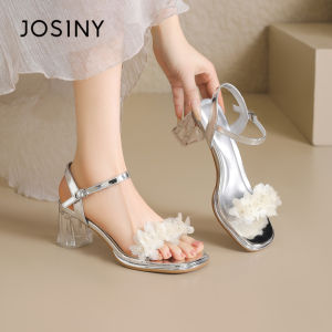 Josiny | French Style High Heel Sandals Coarse Heel Summer Spring Womens Shoes