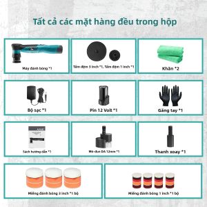 Máy Đánh Bóng Mini Không Dây AUTIWOZ 6 Tốc Độ Hoạt Động Kép Đầu Xoay 1/3 Inch (12mm & 3mm) Thay Pin Nhanh 2.0Ah Dùng Cho Chăm Sóc Xe Hơi