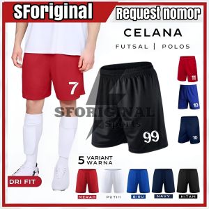 Celana bola futsal hitam polos logo nomor dewasa