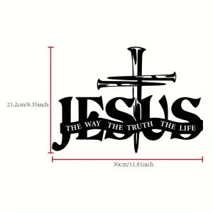 CIFbuy | CIFBUY Iron Jesus Cross Metal Wall Art Religious Scripture Christian Home Decor Horizontal Ornament Plaque