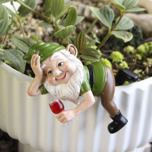 1 Dwarf Drinking Figurine Fun and Humorous Garden Bonsai Decoration Figurine Hand-Painted Resin Handicraft