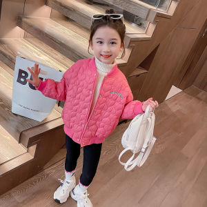 Thickened Cotton Jacket for Girls Lightweight Padded Baseball Style Coat Baby Childrens Autumn Winter Clothes Cotton Puffer